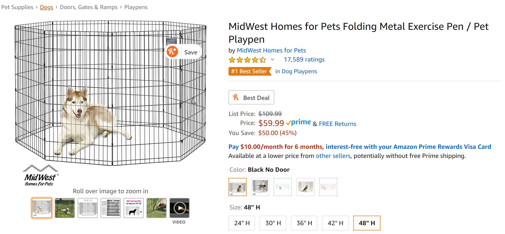 Example of an Exercise Pen You Can Purchase on Amazon.com