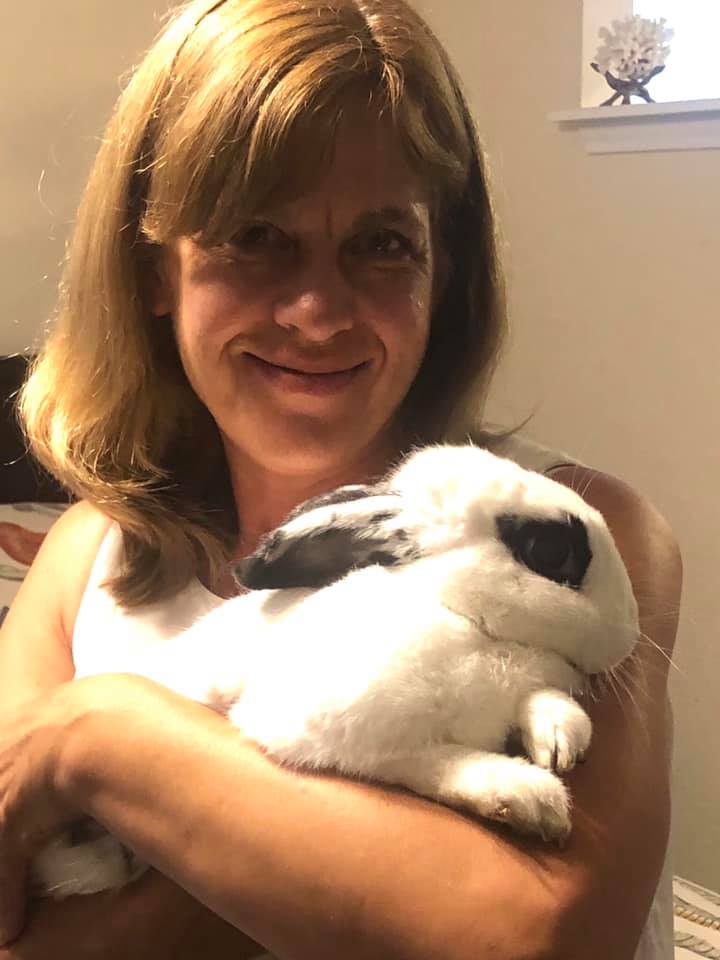 photo of HRRN Volunteer Suzanne K. and her bunny